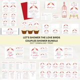 Editable Let's Shower The Love Birds Couples Shower Bundle Set | Bird Theme | Instant Download | Canva Template