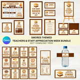 DIGITAL DOWNLOAD ONLY S'mores Themed Teachers & Staff Appreciation Week Bundle Set