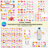 DIGITAL DOWNLOAD ONLY Floral Themed Teachers & Staff Appreciation Week Bundle Set