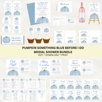Editable Fall Something Blue Before I Do Bridal Shower Bundle Set | Blue Pumpkin | Fall Theme | Instant Download | Canva Template