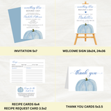 Editable Fall Something Blue Before I Do Bridal Shower Bundle Set | Blue Pumpkin | Fall Theme | Instant Download | Canva Template