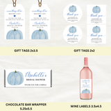 Editable Fall Something Blue Before I Do Bridal Shower Bundle Set | Blue Pumpkin | Fall Theme | Instant Download | Canva Template