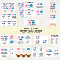 DIGITAL DOWNLOAD ONLY Fish Themed Gender Reveal Bundle Set