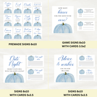 Editable Fall Something Blue Before I Do Bridal Shower Bundle Set | Blue Pumpkin | Fall Theme | Instant Download | Canva Template