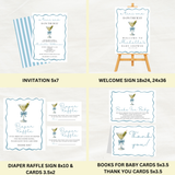 Editable Blue A Tini One Is On the Way Baby Shower Bundle Set | Instant Download | Edit With Canva