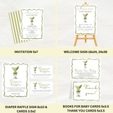Editable Green A Tini One Is On the Way Baby Shower Bundle Set | Instant Download | Edit With Canva