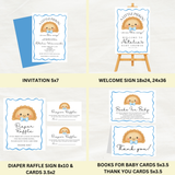 Editable Blue Polish A Little Pierog Is On the Way Baby Shower Bundle Set | Instant Download | Edit With Canva