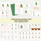 Editable Christmas We Can Bearly Wait Baby Shower Bundle Set | Christmas Theme | Instant Download | Edit With Canva