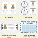 Editable Bear Blue Jean Baby Is On the Way Baby Shower Bundle Set | Instant Download | Edit With Canva
