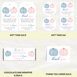 DIGITAL DOWNLOAD ONLY Fall Pink And Blue Pumpkin Gender Reveal Bundle Set