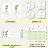 Editable Green A Tini One Is On the Way Baby Shower Bundle Set | Instant Download | Edit With Canva