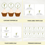 Editable Green A Tini One Is On the Way Baby Shower Bundle Set | Instant Download | Edit With Canva