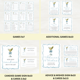 Editable Blue A Tini One Is On the Way Baby Shower Bundle Set | Instant Download | Edit With Canva