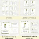 Editable Green A Tini One Is On the Way Baby Shower Bundle Set | Instant Download | Edit With Canva