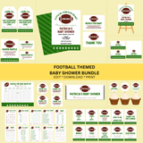 DIGITAL DOWNLOAD ONLY Football Themed Baby Shower Bundle Set