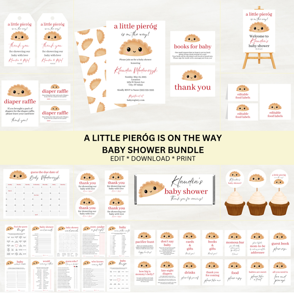 DIGITAL DOWNLOAD ONLY A Little Pierog Is On The Way Baby Shower Bundle Set