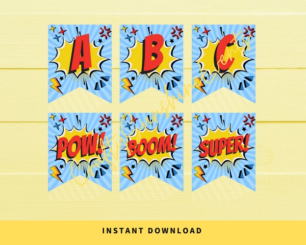 INSTANT DOWNLOAD Printable Superhero Themed Banner 5x6