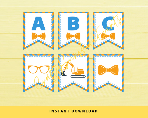 INSTANT DOWNLOAD Blue Orange Glasses & Bow Tie Themed Banner 5x6