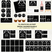 Editable Til Death Do Us Part Bridal Shower Bundle Set | Halloween Theme | Instant Download | Canva Template