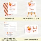 Editable Love At First Spritz Bridal Shower Bundle Set | Aperol Spritz Theme | Instant Download | Canva Template