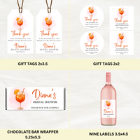Editable Love At First Spritz Bridal Shower Bundle Set | Aperol Spritz Theme | Instant Download | Canva Template