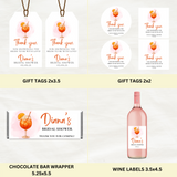 Editable Love At First Spritz Bridal Shower Bundle Set | Aperol Spritz Theme | Instant Download | Canva Template