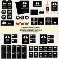 Editable She Found Her Boo Bridal Shower Bundle Set | Halloween Ghost Theme | Instant Download | Canva Template
