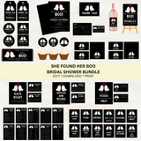 Editable She Found Her Boo Bridal Shower Bundle Set | Halloween Ghost Theme | Instant Download | Canva Template
