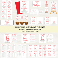 Editable Christmas She's Tying The Knot Bridal Shower Bundle Set | Christmas Theme | Instant Download | Canva Template