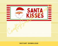 INSTANT DOWNLOAD Santa Kisses Christmas Favor Bag Toppers