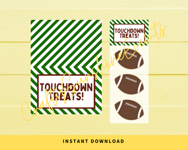 INSTANT DOWNLOAD Football Touchdown Treats Bag Toppers 3x2