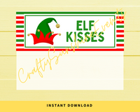 INSTANT DOWNLOAD Elf Kisses Christmas Favor Bag Toppers