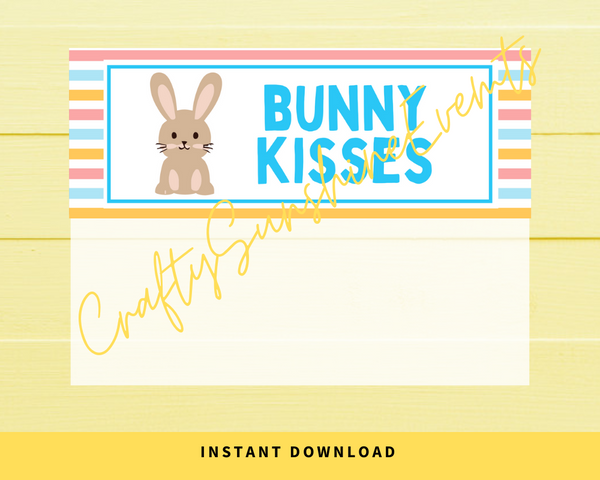 INSTANT DOWNLOAD Bunny Kisses Easter Favor Bag Toppers