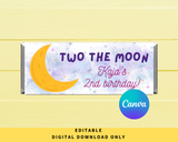 DIGITAL DOWNLOAD ONLY Editable Two The Moon Birthday Chocolate Bar Wrapper 5.25x5.5