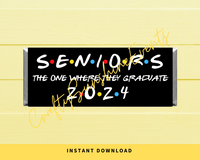 INSTANT DOWNLOAD Friends Theme Seniors The One Where They Graduate 2024 Chocolate Bar Wrappers