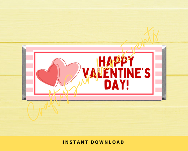 INSTANT DOWNLOAD Stripe Pink Happy Valentine's Day Chocolate Bar Wrappers