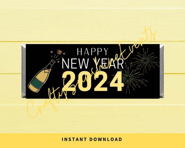 INSTANT DOWNLOAD Happy New Year 2024 Chocolate Bar Wrapper