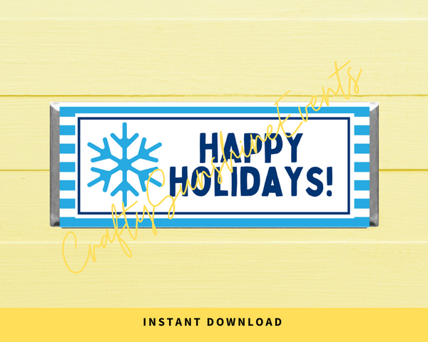 INSTANT DOWNLOAD Snowflake Happy Holidays Chocolate Bar Wrappers