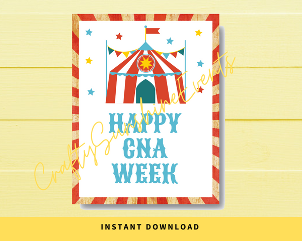 INSTANT DOWNLOAD Circus Themed Happy CNA Week Sign 8.5x11