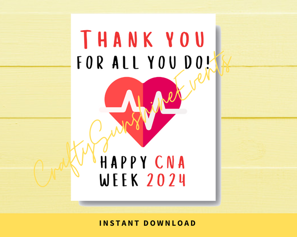 INSTANT DOWNLOAD Thank You For All You Do Happy CNA Week 2024 Sign 8.5x11