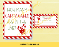 INSTANT DOWNLOAD Guess How Many Candy Canes Are In The Jar Christmas Guessing Game