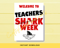 INSTANT DOWNLOAD Welcome To Teachers Shark Week Printable Sign 8.5x11
