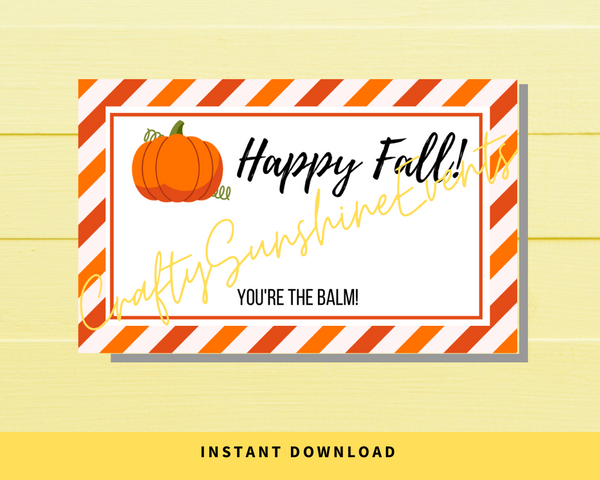 INSTANT DOWNLOAD Happy Fall Lip Balm Tags 2.5x4