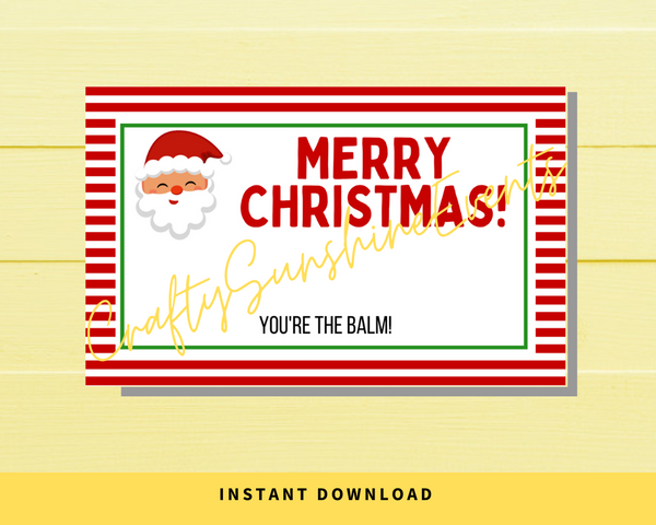 INSTANT DOWNLOAD Santa Merry Christmas Lip Balm Tags 2.5x4