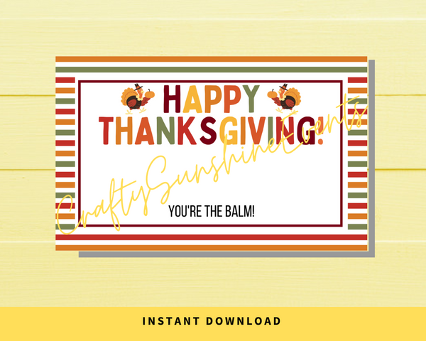 INSTANT DOWNLOAD Happy Thanksgiving Lip Balm Tags 2.5x4
