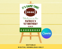 DIGITAL DOWNLOAD ONLY Football Themed Birthday Party Editable Welcome Sign