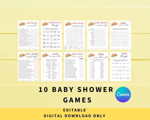 DIGITAL DOWNLOAD ONLY Editable 10 A Little Pierog Is On The Way Baby Shower Games Bundle