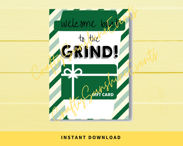 INSTANT DOWNLOAD Welcome Back To The Grind Coffee Gift Card Holder 5x7