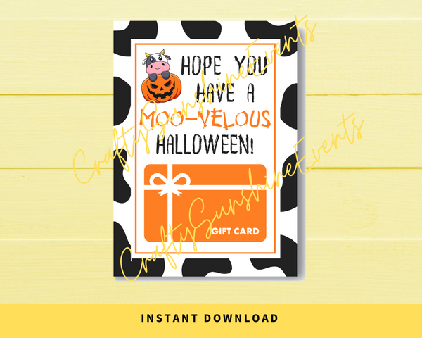 INSTANT DOWNLOAD Hope You Have A Moovelous Halloween Gift Card Holder 5x7