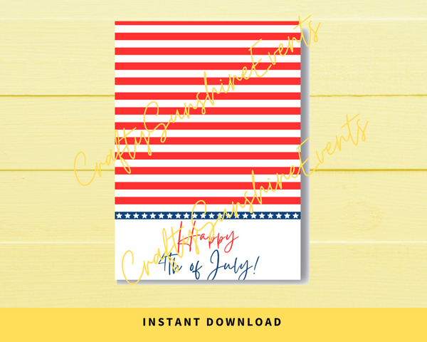 INSTANT DOWNLOAD Happy 4th Of July Cookie Cards 3.5x5